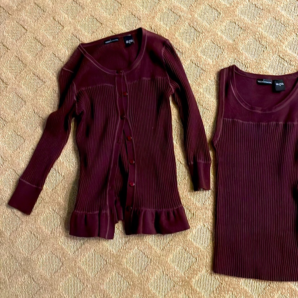 Victoria Secret Moda International Bergundy Sweater Set Size Small